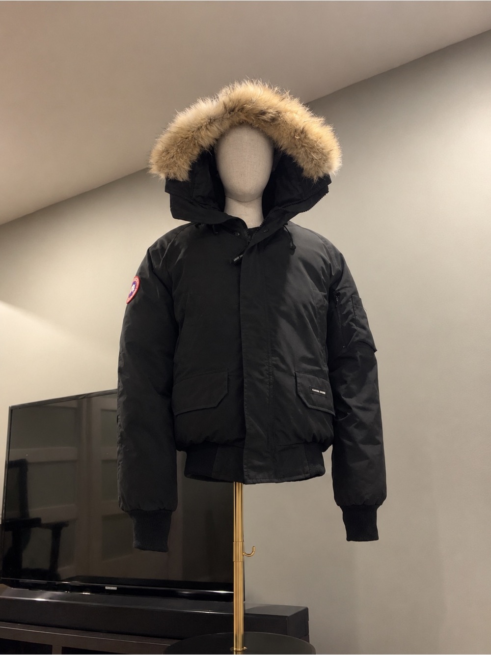 Canada Goose Kids Black Puffer Parka with Fur-Trim Hood
